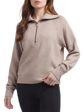 NWOT Danskin Women's XL Beige 1/4 Zip Pullover Sweatshirt Rayon Blend B0524